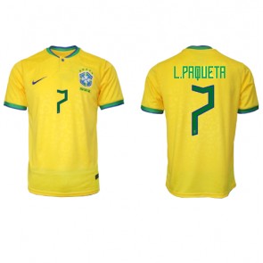 Brasilien Lucas Paqueta #7 Replika Hjemmebanetrøje VM 2022 Kortærmet